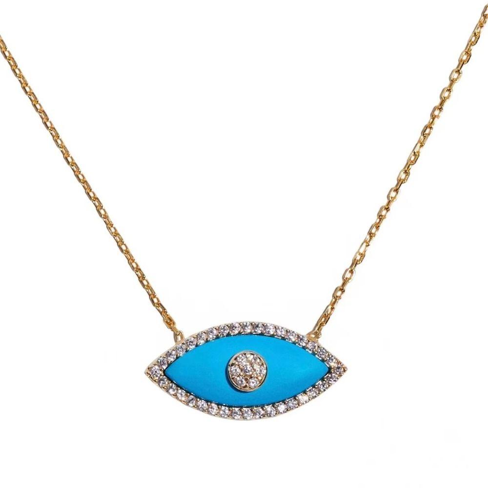Color Protection Devil's Eye Necklace 18K True Gold Opal Zircon Necklace Girlfriend
