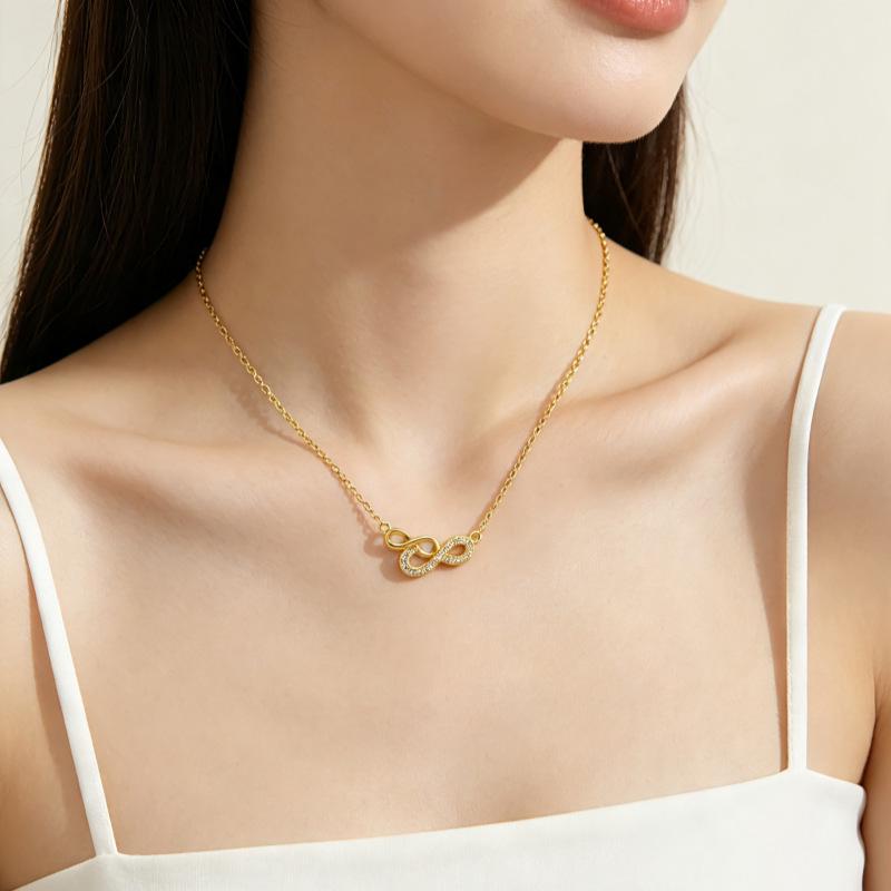 Xiaohongshu Lucky 8 Heart Necklace - Elegant Women's Pendant Clavicle Chain