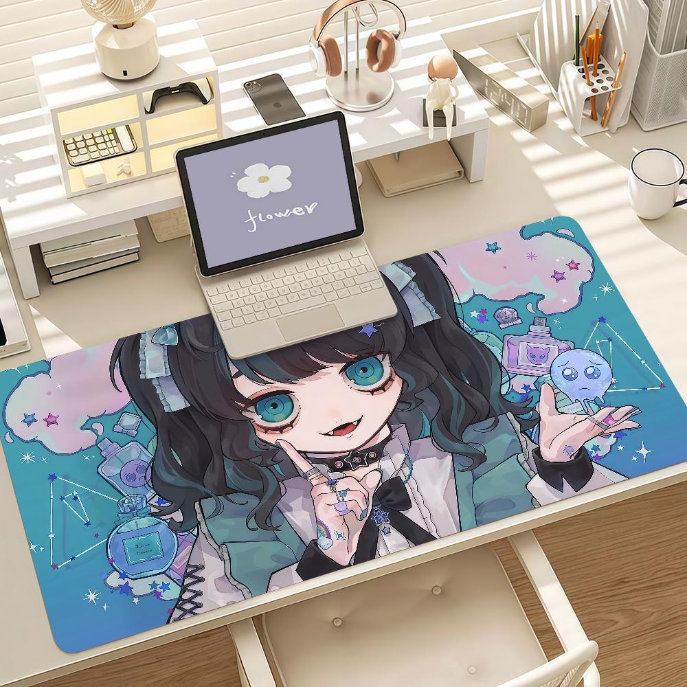 Jirai Kei Cute Anime Girl Large Gaming Mouse Pad AntiSlip Rubber Desk Mat Keyboard Pad Laptop Computer Gaming Desktop Decor