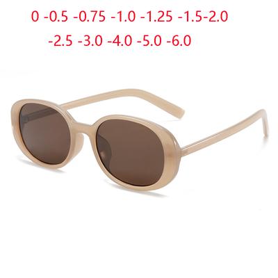 Sph 0 -0 .5 -0 .75 To -6 .0 Women Oval Prescription Sunglasses Polarized Anti -Glare Tea Lens Minus Degree Nearsighted Spectacles