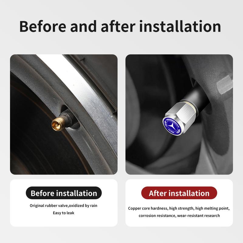 GLC GLB 5pcs Car Wheel Tire Valve Protection Cap Theftproof Tyre Stem For Mercedes Benz C180 C300 W124 W176 W177 C200 C260 GLC