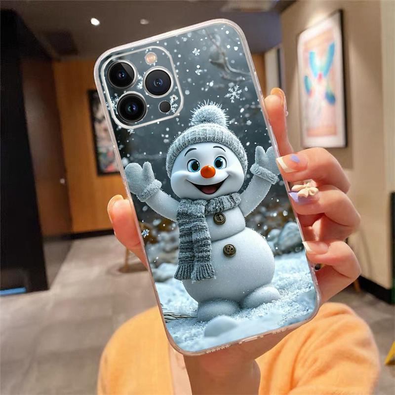 Phone Case For iphone 17 Pro Max 16 15 14 13 Pro Max 17 Air 15 16 Pro 15Plus Cute Snowman Christmas