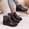 Women's shoes, women's boots, winter cotton shoes, zippered casual leather winter boots, wedges, mid-heel, all-match short-tube snow boots