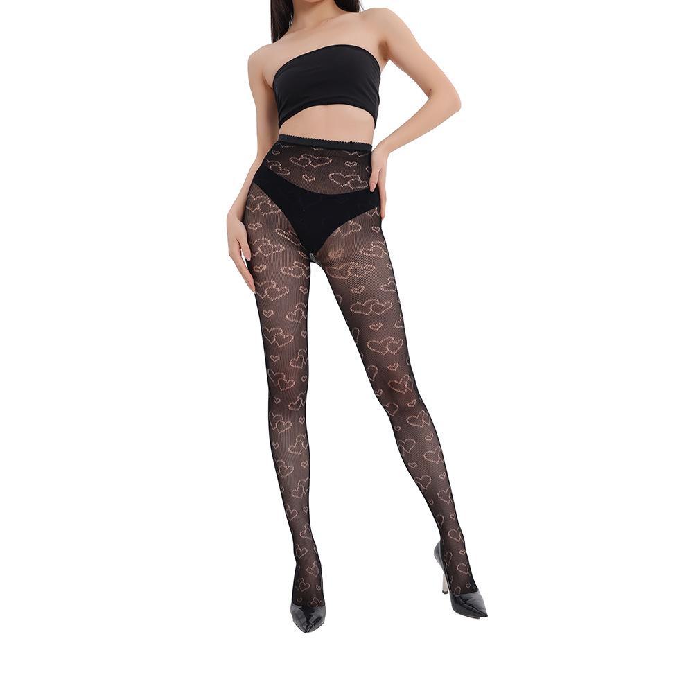 European & American Floral Fishnet Garter Stockings, Hollow Jacquard Design - Style 3129
