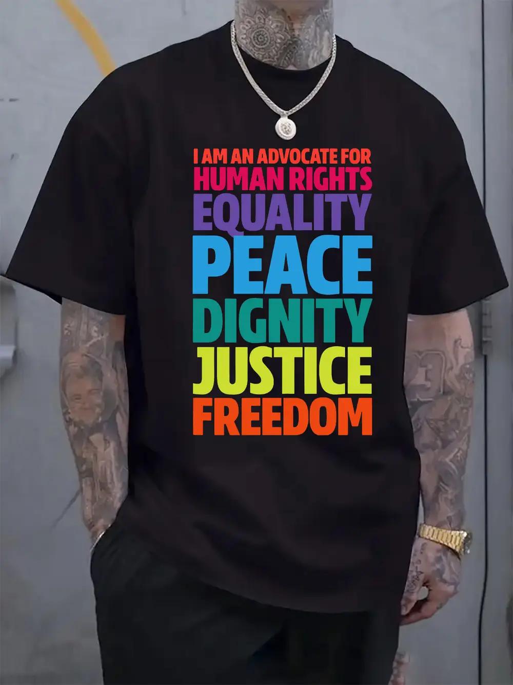 Human Rights Advocacy Graphic T-shirt - Casual Crew Neck XL