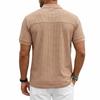 Men's Waffle Knit Polo Shirt Short Sleeve Casual Button Down Polos Men Solid Business Style Tees Tops