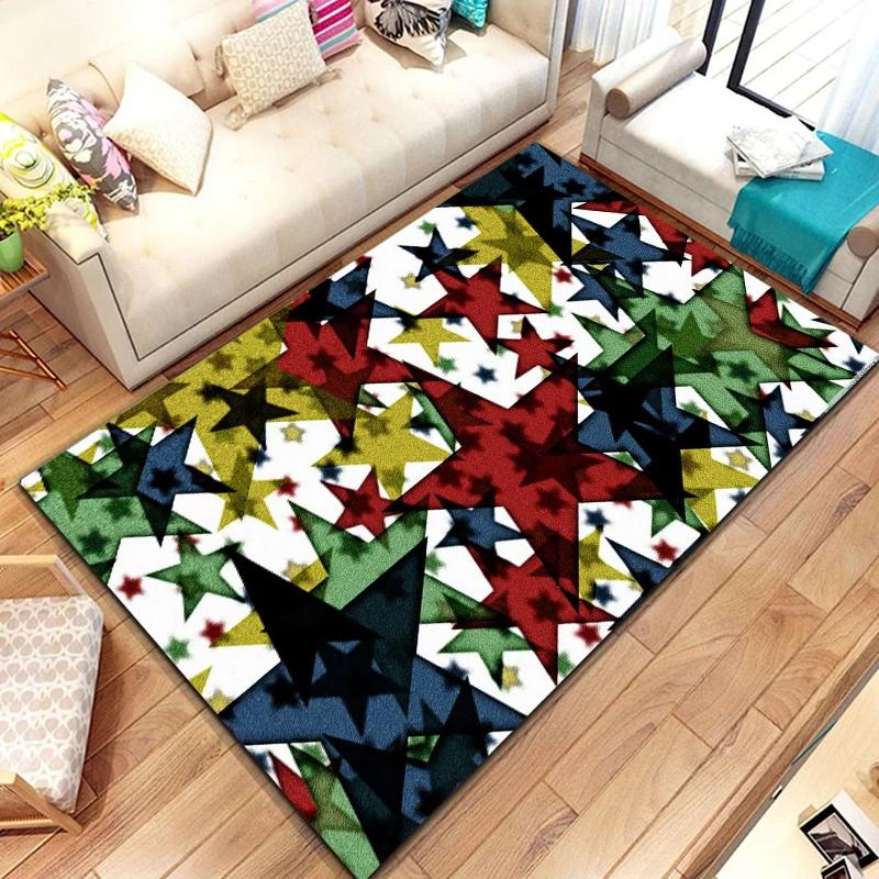 Five-pointed Star Carpet Pentagon Geometric Rug for Bedroom Dinning Dorm Living Room Home Decorative Doormat Non-slip Floor Mat