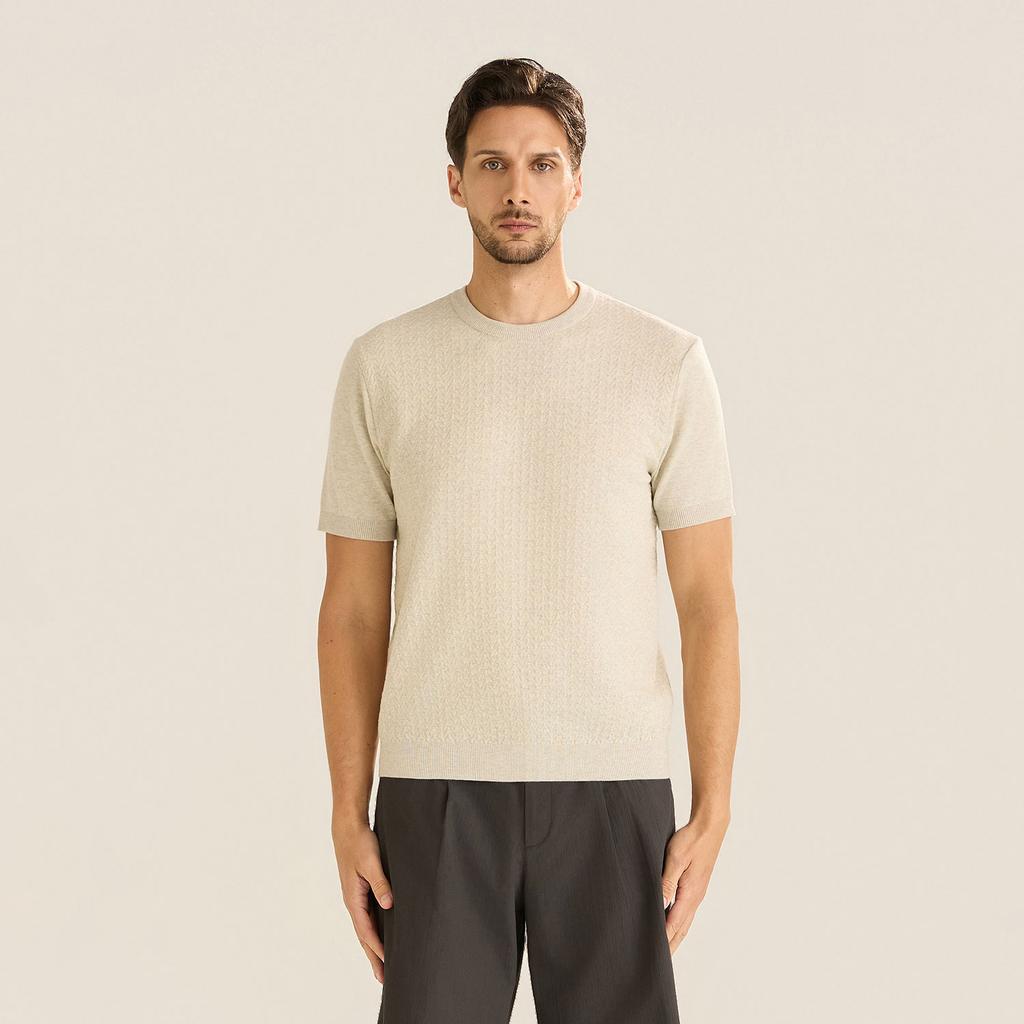 FERRAROMILANO Melange Short Sleeve Round Knit L/Gray (Am0Gtsr20232)