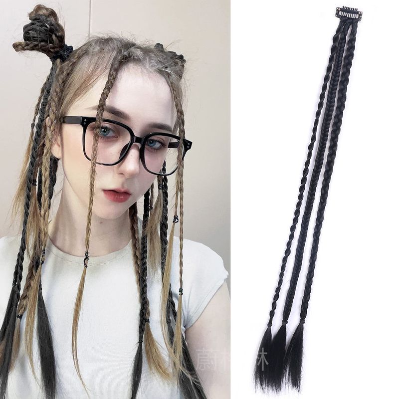 

False Braids Children Sexy Internet Celebrity Dreadlocks Ponytail Sweet Cool Cable Stitch Small Braid Boxing Braid Hair Clip Fake Braid 1b