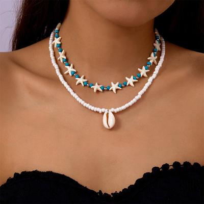 Collier Or Bijoux Océan pour Femmes Pendentif Délicat sur le Thème de la Plage avec Accents Chaîne d'Été Légère à Superposer Accessoires