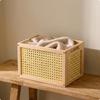 Wooden Storage Basket Perforated with Handles OpenTop Rectangular Box for Shelves,