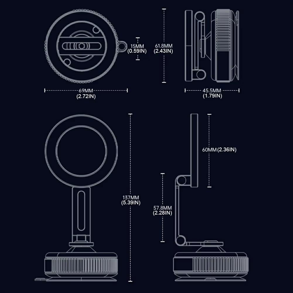 X54 Magnetic Car Phone Holder Dashboard Windshield Suction Cup Mount Foldable Navigation Stand