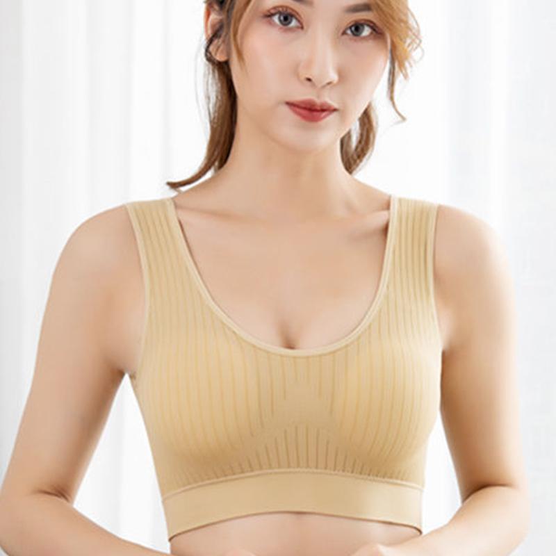 Non-wire Bra Sports Underwear Women's Cotton Plus Size Yoga Running Shockproof Gathered Vest Bra