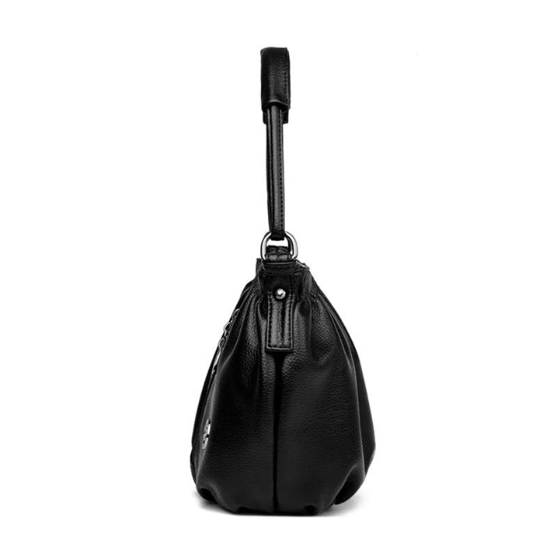 Fashionable Women's Shoulder Bag, Pleated Soft PU Leather Crossbody Bag, Solid Color Handbag, Suitable for Daily Casual Use