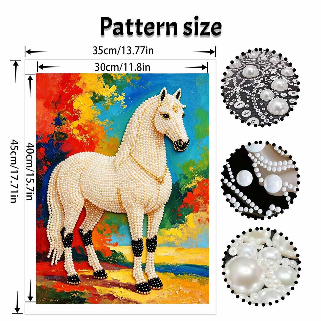Shiny Pearl Elegant Horse DIY Painting Creative Bead Art Craft Household Wall Decoration Nice Present For Art Hobbyists Home Decor Wall Artwork