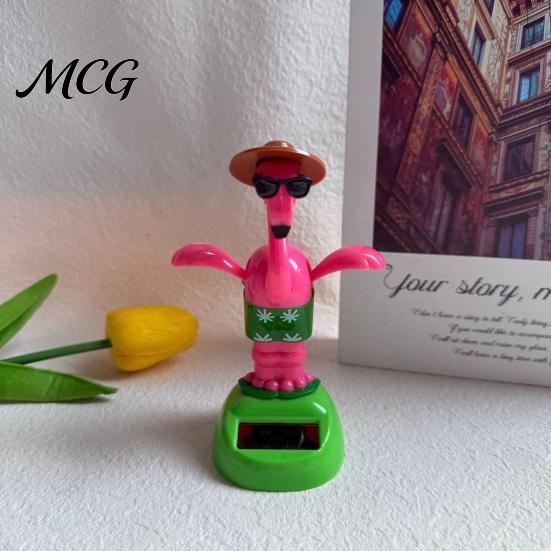 Durable Solar Dashboard Ornament Crane Bobble Head Car Decor, Cute Animal Ornament, Interior Decoration, Creative Home Office Gift Bright Rose