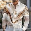Men's Geometric Line Printed Long Sleeve Shirts Casual Cardigan New Button Holiday Fashion Shirts