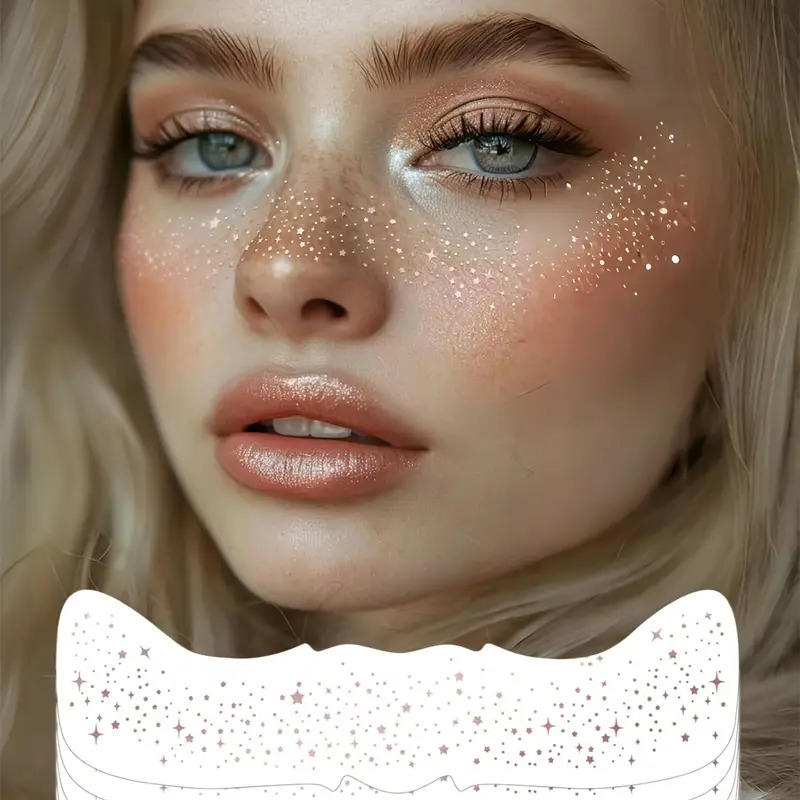 10pcs Hot Stamping Freckles Makeup Patches Metallic Golden Silver Fake Temporary Tattoo Stickers For Women Face