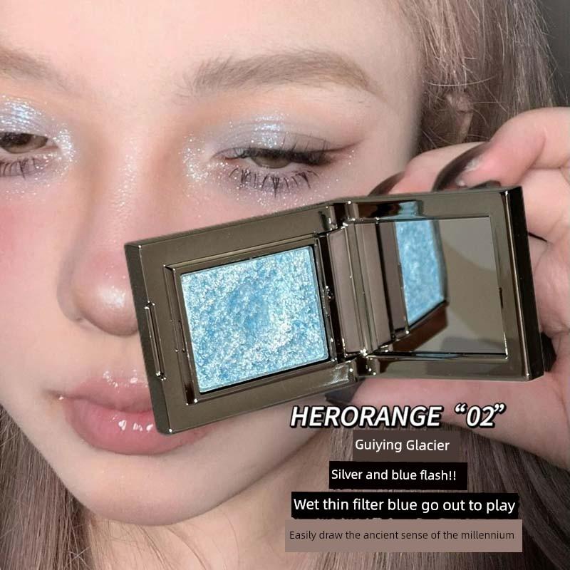 Blue Eye Shadow Plate Smoky Makeup Eye Shadow Monochrome Chameleon Pearlescent Brightening Daily Color Rendering Glacier Blue Flash Diamond in the