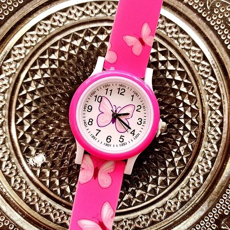 Lovely Girls Watch Butterfly Printing Silicone Candy Jelly Quartz Watches for Children Students Party Gifts Clock розы красного
