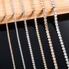 2mm/3mm/4mm Stainless Steel Cubic Zircon Shiny Crystal Chain Necklace Silver/Gold Color Women‘s Jewelry Gift DIY Accessories