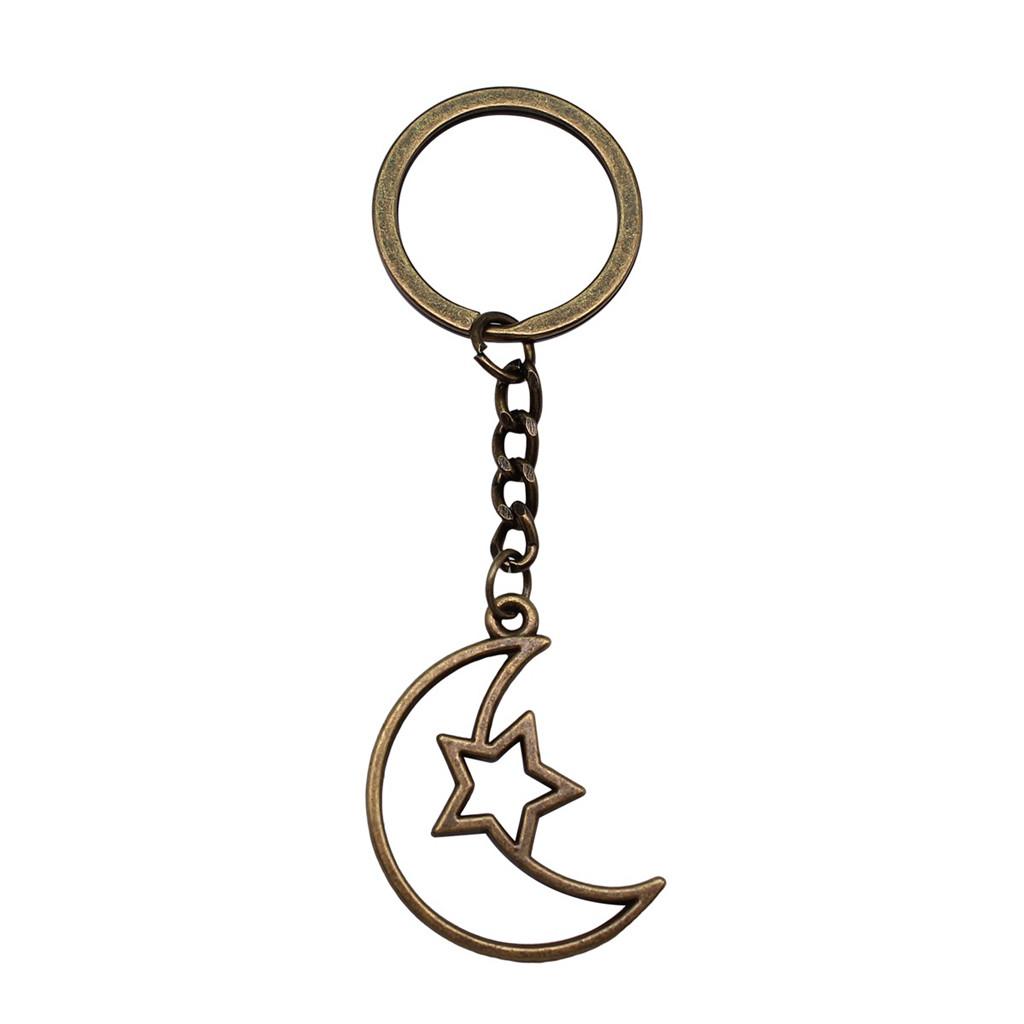 Dreifachmond Pentagramm Anhänger Schlüsselanhänger Stern Wicca Thema Schlüsselring 28mm