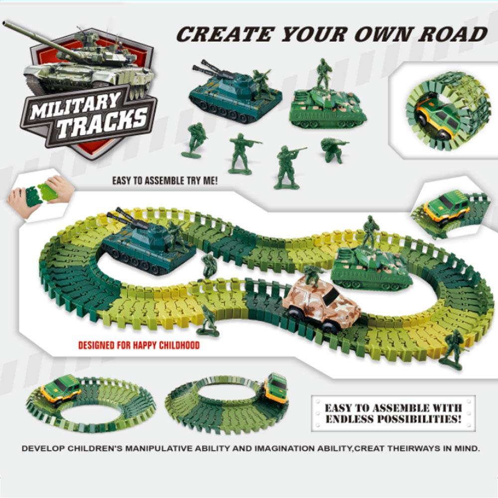 Military Railway Toy Car Track Race Car Track toy set Curved flexible track flash car kids GIFs Educational toys Gifts For Kids
