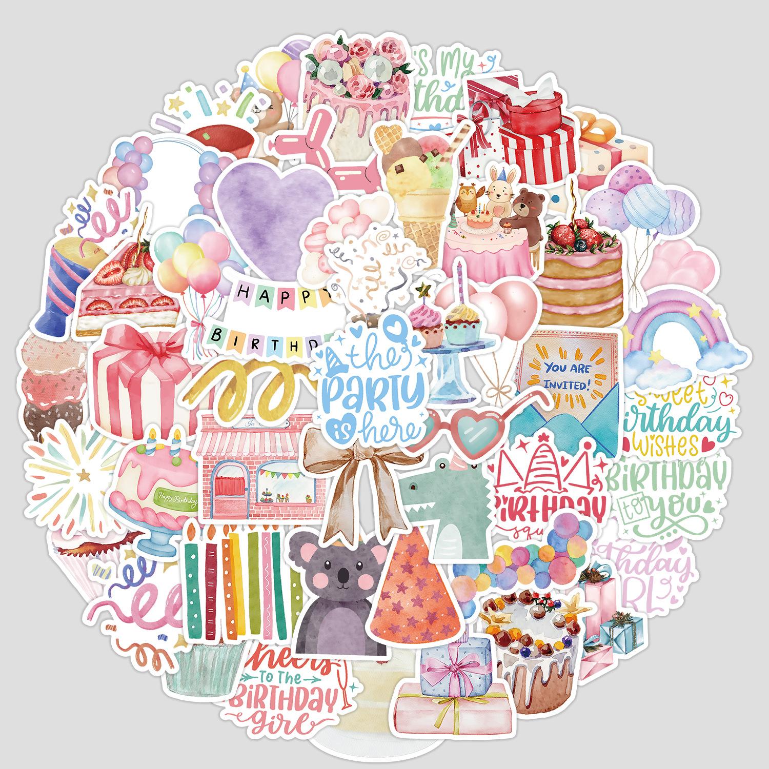 

50 Birthday Series Graffiti Stickers DIY Stationery Stickers Water Cup Computer Skateboard Waterproof Decorative Stickers