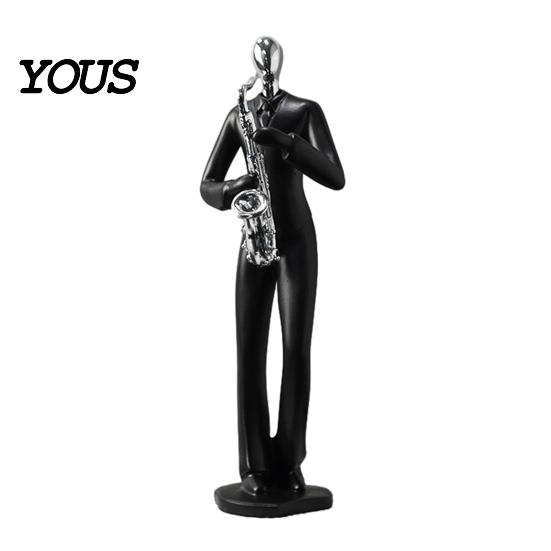 High-end Textured Decor Minimalist Black Resin Figurines, Modern Abstract Musician & Golfer Statues, Luxury Home Light Accents for Living Room