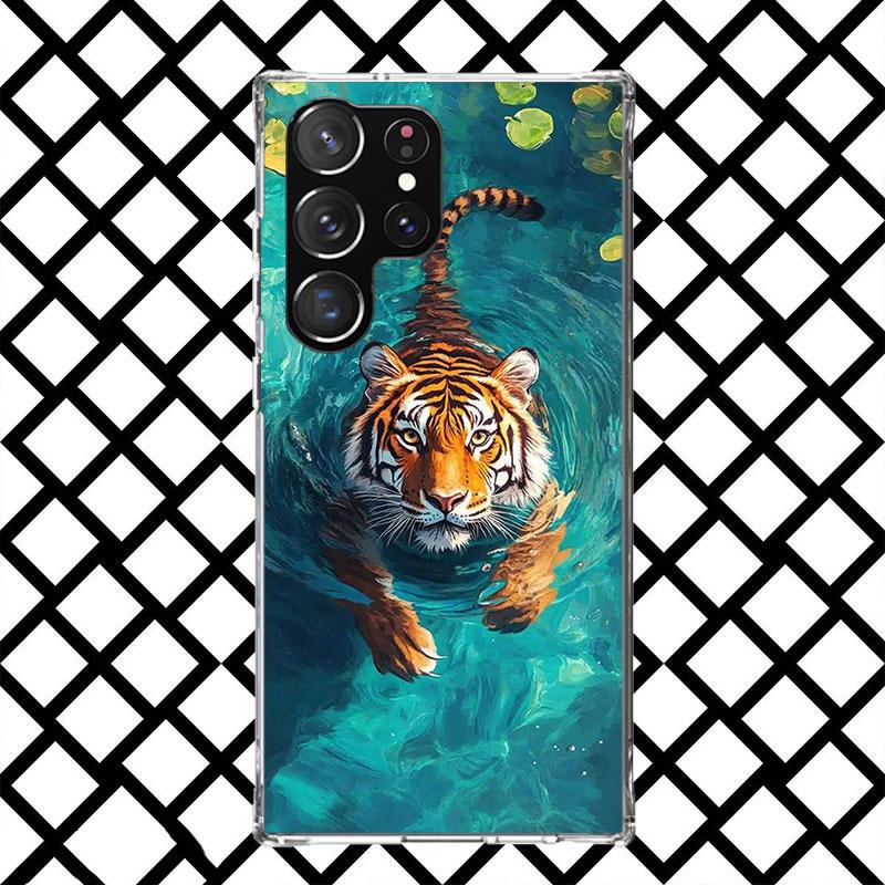 Superior Tiger Pattern Art Phone Case for Samsung Galaxy S26 S25 Edge S24 S23 Ultra S22 Plus S21 FE S20 + Soft Cover Print Funda