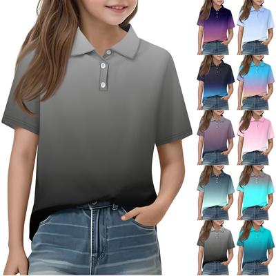 Kinder Tägliche Lässige Kurzarm Farbverlauf Oberteile T-Shirts Hemden