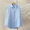 Loose Fit Blouse Long Sleeve Shirt Women's Solid Color Button Up Lapel Breathable Casual for Work Daily Life Travel