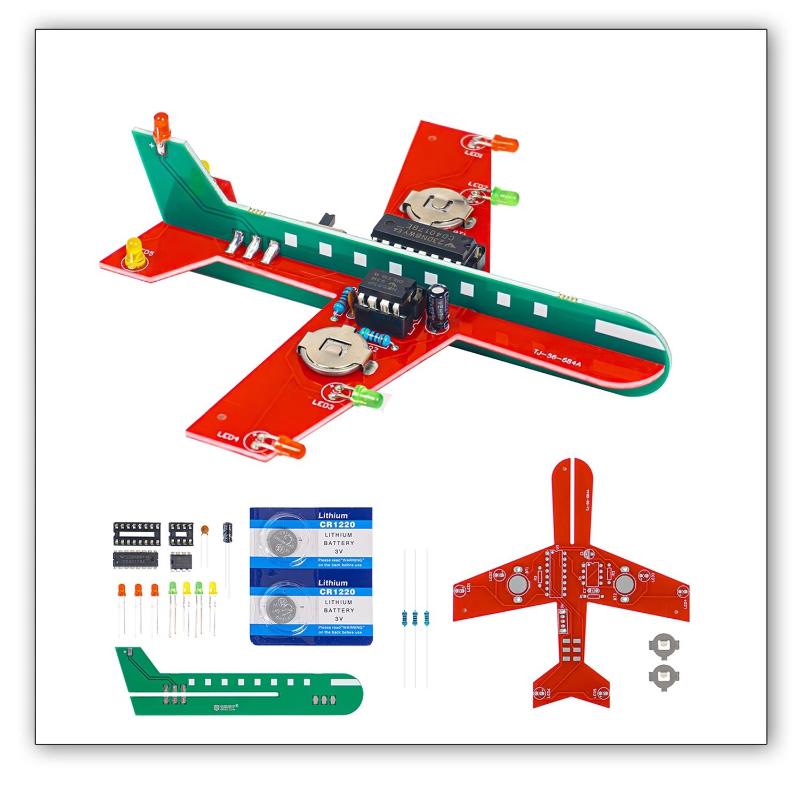 1 Set Flashing Led Pcb Diy Electronic Kit Small Airplane Cd4017 Flow Lamp Welding Practice Electronic Science Assembly Kit