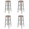 Tabourets de bar lot de 4 argenté et marron MDF