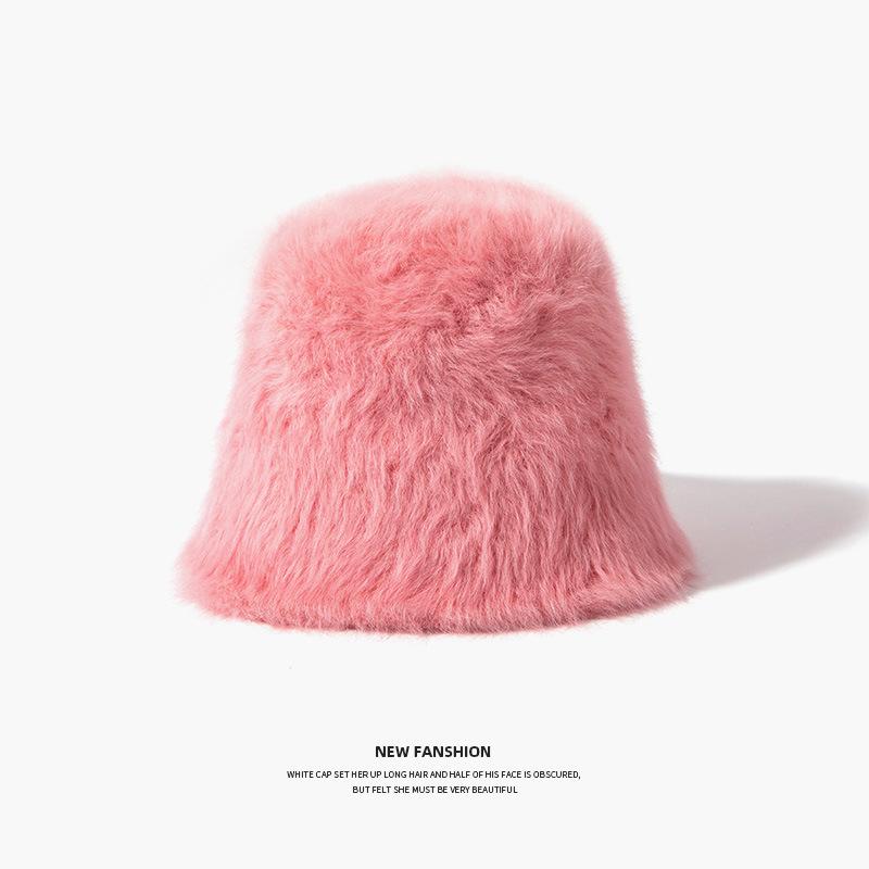 Imitation Rabbit Fur Hat Women's Autumn and Winter Versatile Fashion Bucket Hat Plush Bucket Hat Basin