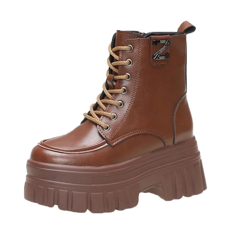 Fashion 2024 Spring Autumn British Style Retro Black Ankle Boots for Women's New Platform Thick Heel Short Boots High Heels Women Shoes