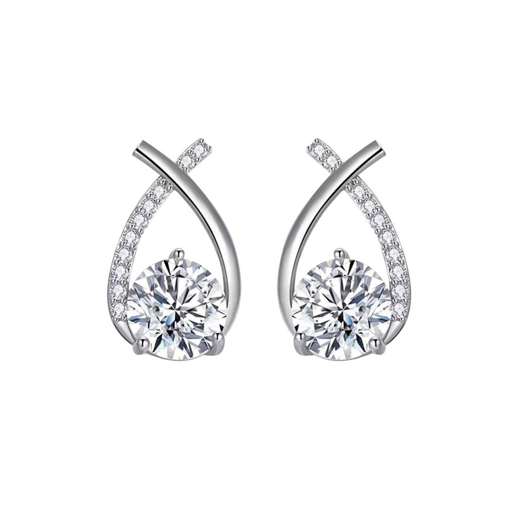 New Korean Small Perfume Wind Net Red Earrings Temperament Female Cross Zirconia 925  Needle Earrings Stud Earrings