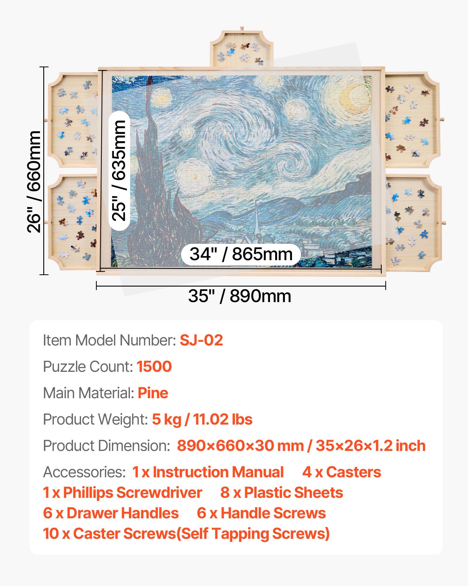 

SucceBuy 1500 деталей вращающаяся доска-пазл с 5 ящиками и крышкой Деревянный стол для пазлов для взрослых Органайзер для пазлов