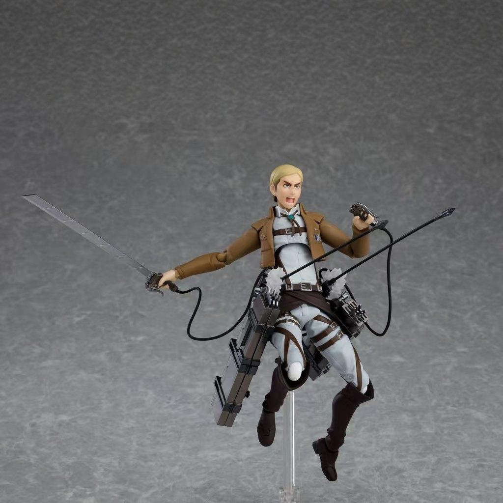 Figma 446 Erwin Smith Action Figure Anime Attack On Titan With Maneuver Gear Posable Model Desktop Ornament Gift For Boy Fans