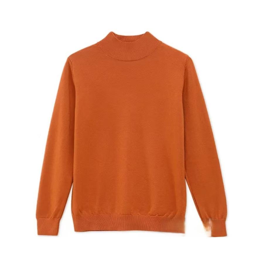 TIFICY Women's Fashion Casual Fall Winter Solid Color Print Long Sleeve Half Turtleneck Tops Women's Clothing Woolen Knitwear Sweaters