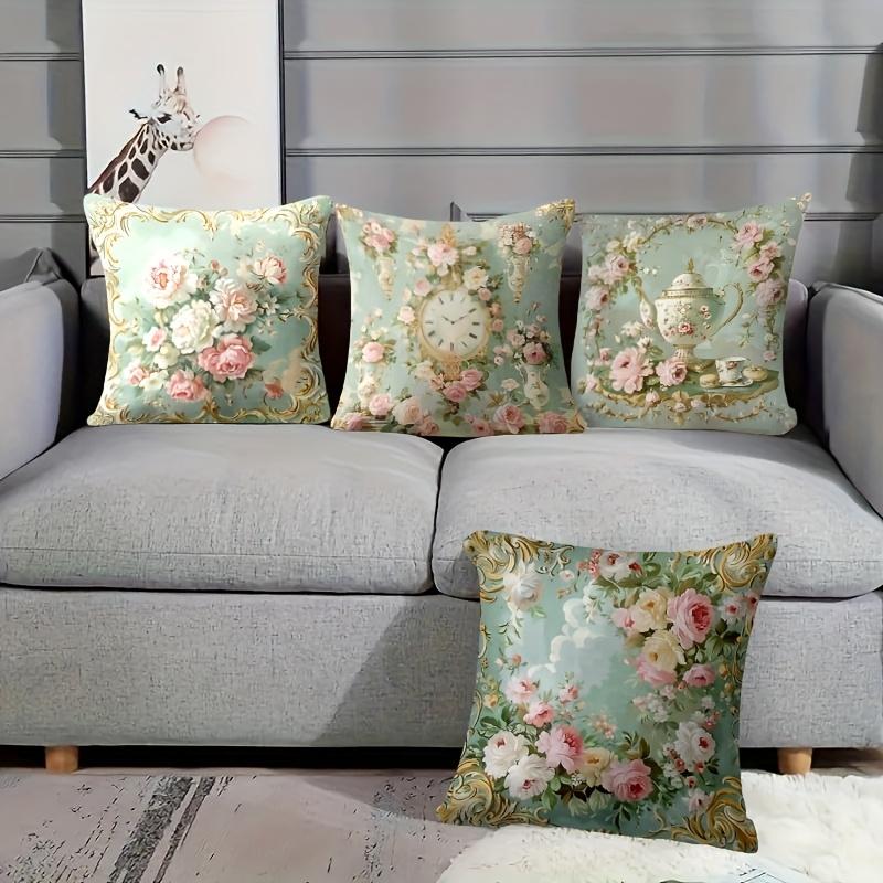 Rococo Floral Pillow Covers Vintage Wallpaper Pattern Cushion Covers Single Sided For Sofa Living Room Bedroom Home Decorations