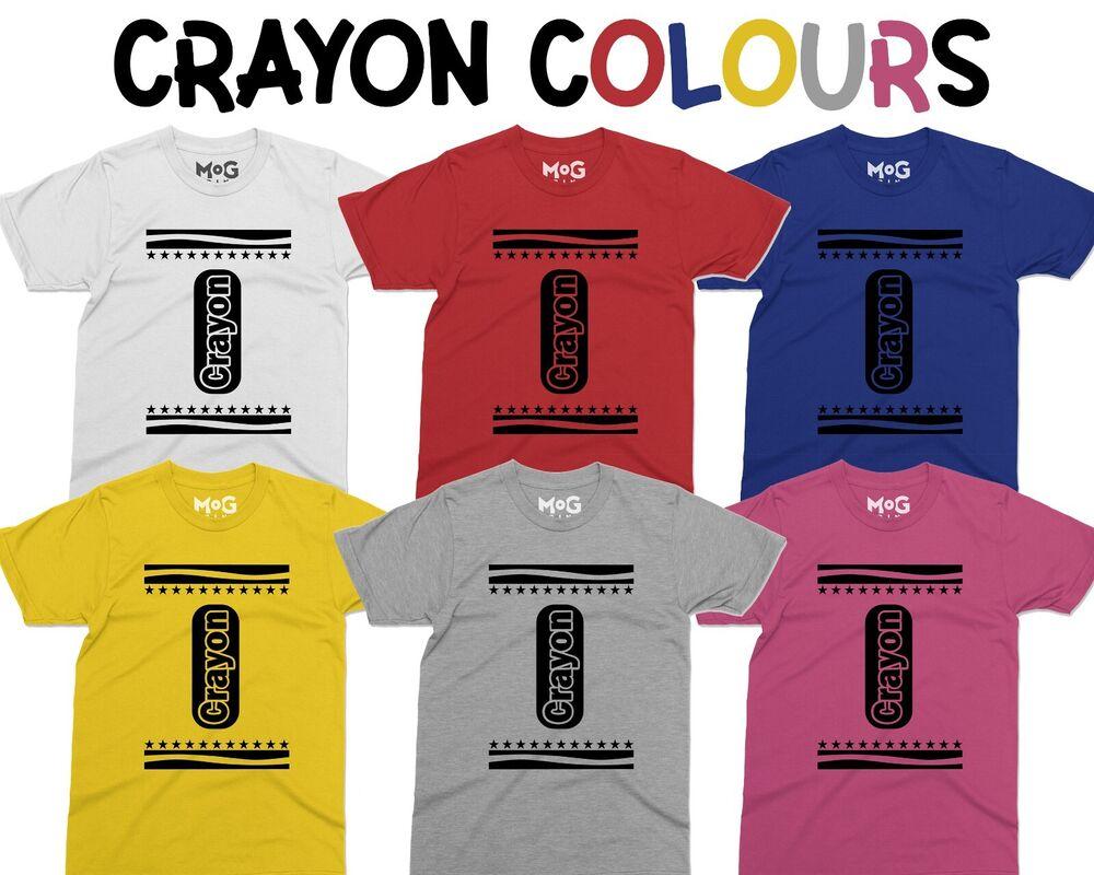 

Crayon Funny Costume Matching Halloween T-shirt Colours Nursery School Kids Tee 2XL