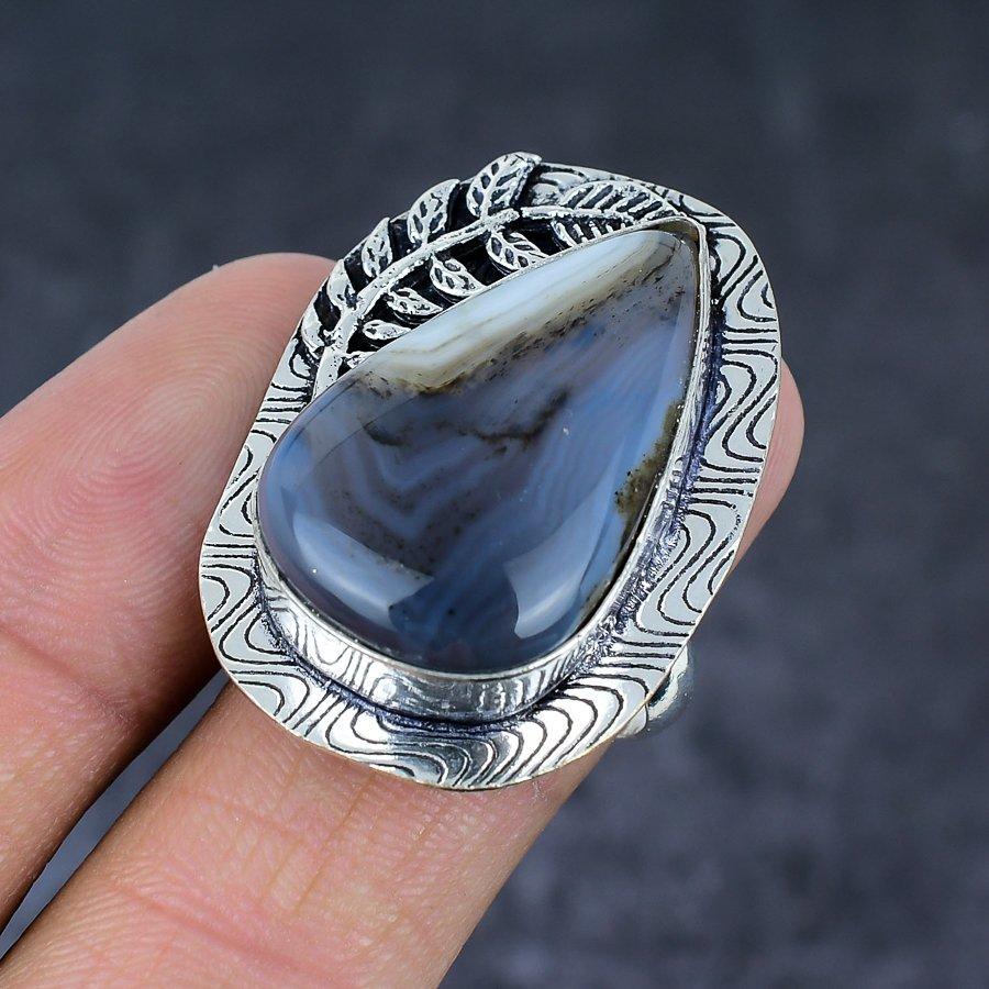 Botswana Agate Gemstone 925 Sterling Silver Jewelry Ring Size 9.5