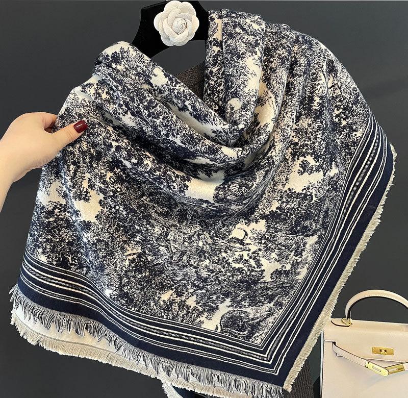 New Jacquard Square Scarf Women's Light Luxury High-end Imitation Cashmere Shawl Versatile Thickened Scarf