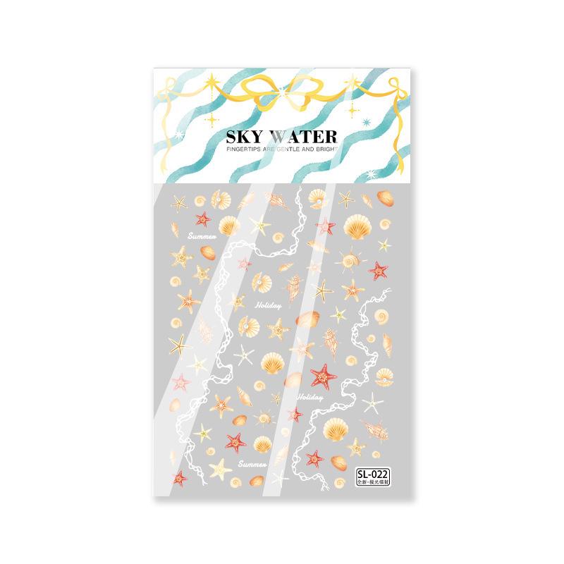 Sky Shell Starfish & Pearl Nail Art Stickers - Sparkly & Cute Marine-Themed Designs