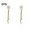 1 Pair Women Hanging Earrings 3D Clover Shape Tassel Faux Crystal Electroplated Anti-allergy Lightweight Ear Decoration Jewelry Party Prom Long