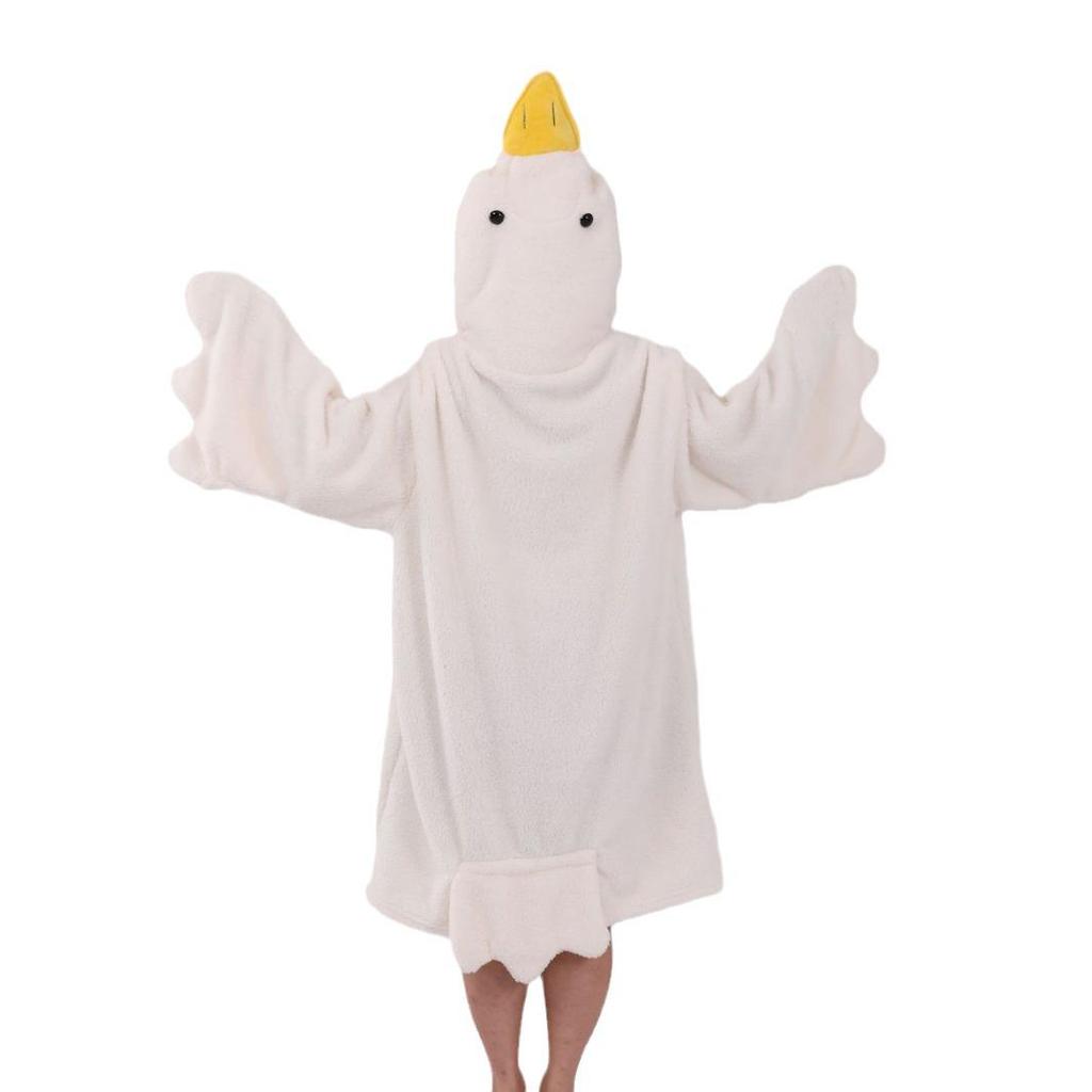 Big White Goose Pajamas: Thick Coral Fleece Funny Couple Robes, Long Nightgown Bridesmaid Outfit