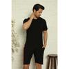 Black Men's Basic Slim Fit Crew Neck Short Sleeve Pajama Top