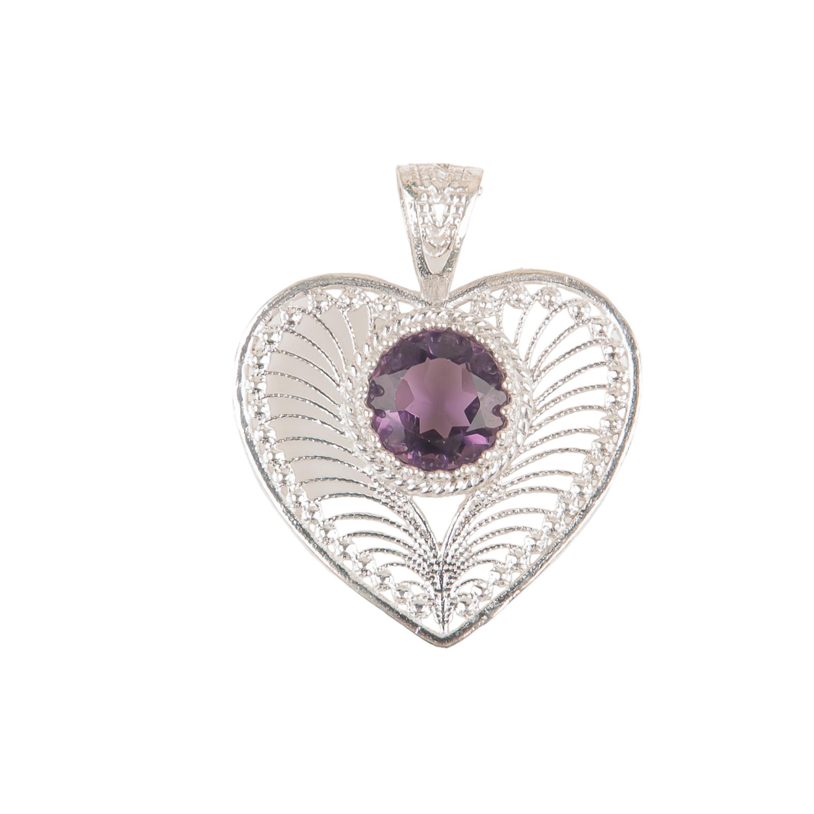 

Natural Amethyst Gemstone 925 Sterling Silver Jewelry Heart Pendant 1.4 Gift CP-15-7