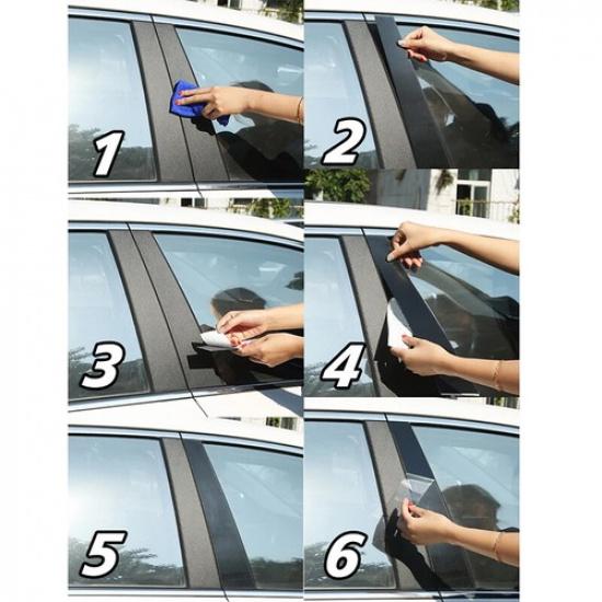 For 2012-2015 Honda Civic 4Door Black Pillar Posts Window Molding Protector Trim